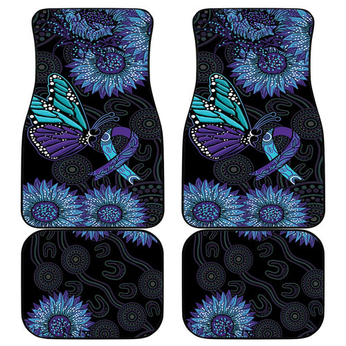 Australia Indigenous Car Mats Teal & Purple Sunflower Aboriginal Arts