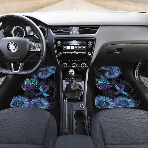 Australia Indigenous Car Mats Teal & Purple Sunflower Aboriginal Arts