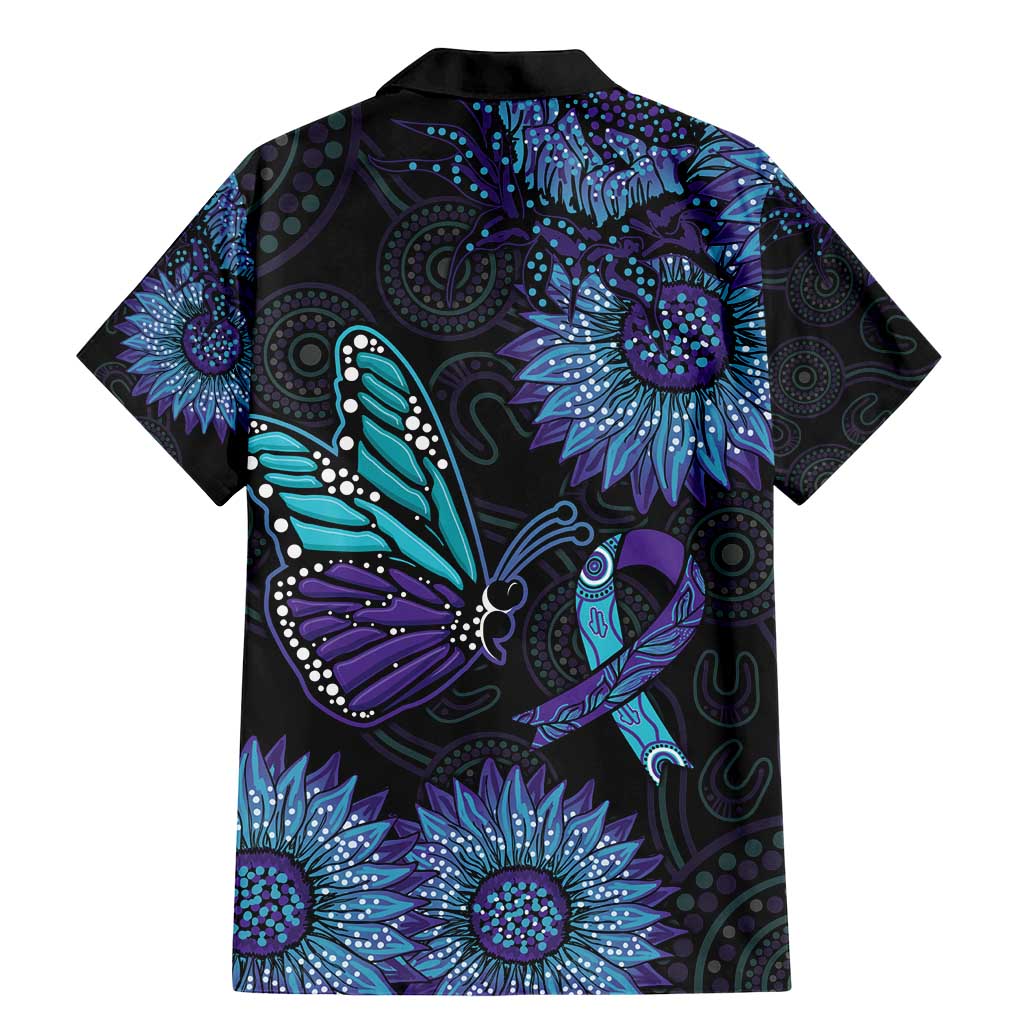Australia Indigenous Family Matching Mermaid Dress and Hawaiian Shirt Teal & Purple Sunflower Aboriginal Arts