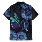 Australia Indigenous Family Matching Short Sleeve Bodycon Dress and Hawaiian Shirt Teal & Purple Sunflower Aboriginal Arts