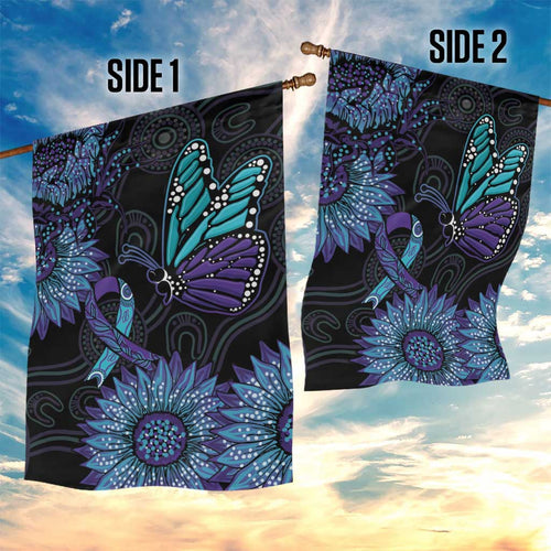 Australia Indigenous Garden Flag Teal & Purple Sunflower Aboriginal Arts