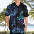 Australia Indigenous Hawaiian Shirt Teal & Purple Sunflower Aboriginal Arts