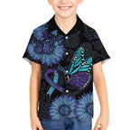 Australia Indigenous Hawaiian Shirt Teal & Purple Sunflower Aboriginal Arts