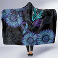 Australia Indigenous Hooded Blanket Teal & Purple Sunflower Aboriginal Arts