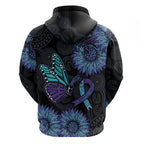 Australia Indigenous Hoodie Teal & Purple Sunflower Aboriginal Arts