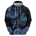 Australia Indigenous Hoodie Teal & Purple Sunflower Aboriginal Arts