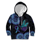 Australia Indigenous Kid Hoodie Teal & Purple Sunflower Aboriginal Arts
