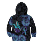 Australia Indigenous Kid Hoodie Teal & Purple Sunflower Aboriginal Arts