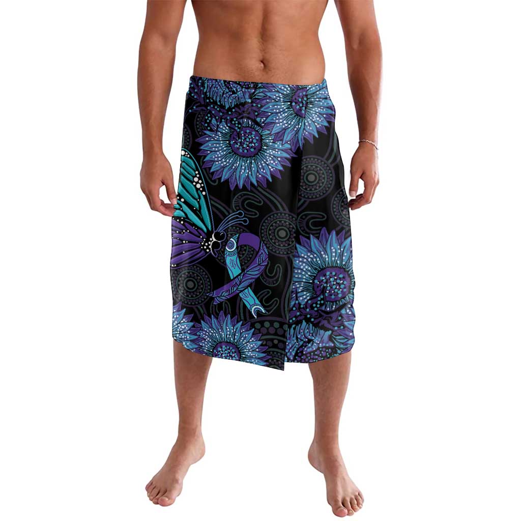 Australia Indigenous Lavalava Teal & Purple Sunflower Aboriginal Arts