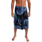 Australia Indigenous Lavalava Teal & Purple Sunflower Aboriginal Arts