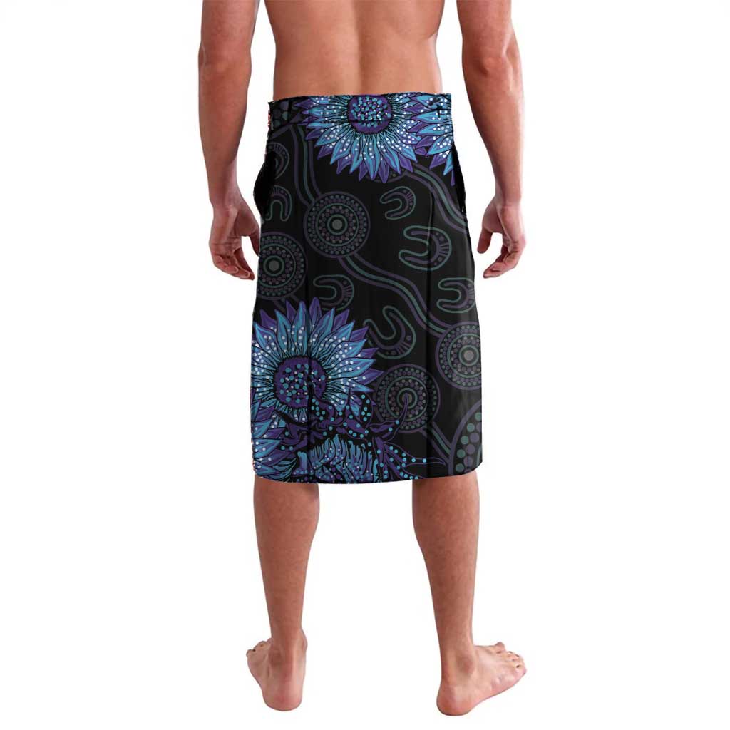Australia Indigenous Lavalava Teal & Purple Sunflower Aboriginal Arts