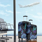 Australia Indigenous Luggage Cover Teal & Purple Sunflower Aboriginal Arts