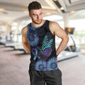 Australia Indigenous Men Tank Top Teal & Purple Sunflower Aboriginal Arts