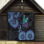 Australia Indigenous Quilt Teal & Purple Sunflower Aboriginal Arts