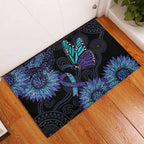 Australia Indigenous Rubber Doormat Teal & Purple Sunflower Aboriginal Arts