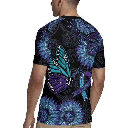Australia Indigenous Rugby Jersey Teal & Purple Sunflower Aboriginal Arts