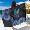 Australia Indigenous Sarong Teal & Purple Sunflower Aboriginal Arts