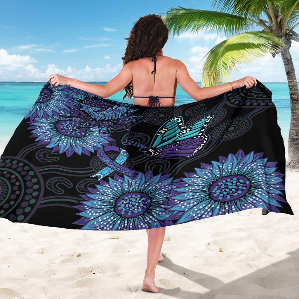 Australia Indigenous Sarong Teal & Purple Sunflower Aboriginal Arts