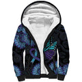 Australia Indigenous Sherpa Hoodie Teal & Purple Sunflower Aboriginal Arts