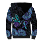 Australia Indigenous Sherpa Hoodie Teal & Purple Sunflower Aboriginal Arts