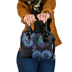 Australia Indigenous Shoulder Handbag Teal & Purple Sunflower Aboriginal Arts