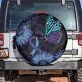 Australia Indigenous Spare Tire Cover Teal & Purple Sunflower Aboriginal Arts