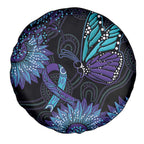 Australia Indigenous Spare Tire Cover Teal & Purple Sunflower Aboriginal Arts