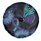 Australia Indigenous Spare Tire Cover Teal & Purple Sunflower Aboriginal Arts