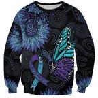 Australia Indigenous Sweatshirt Teal & Purple Sunflower Aboriginal Arts