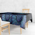 Australia Indigenous Tablecloth Teal & Purple Sunflower Aboriginal Arts
