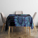 Australia Indigenous Tablecloth Teal & Purple Sunflower Aboriginal Arts