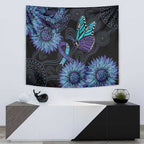Australia Indigenous Tapestry Teal & Purple Sunflower Aboriginal Arts