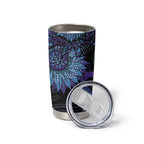 Australia Indigenous Tumbler Cup Teal & Purple Sunflower Aboriginal Arts