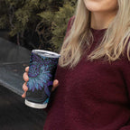Australia Indigenous Tumbler Cup Teal & Purple Sunflower Aboriginal Arts