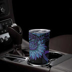 Australia Indigenous Tumbler Cup Teal & Purple Sunflower Aboriginal Arts