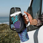 Australia Indigenous Tumbler With Handle Teal & Purple Sunflower Aboriginal Arts