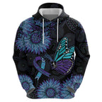 Australia Indigenous Zip Hoodie Teal & Purple Sunflower Aboriginal Arts