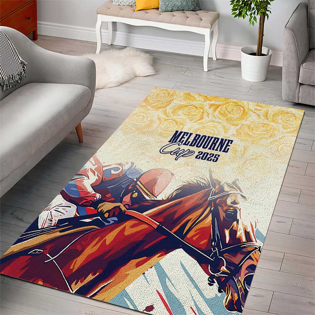 Melbourne Horse Racing Area Rug Yellow Rose Champion LT7