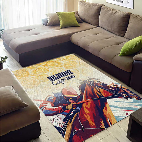 Melbourne Horse Racing Area Rug Yellow Rose Champion LT7