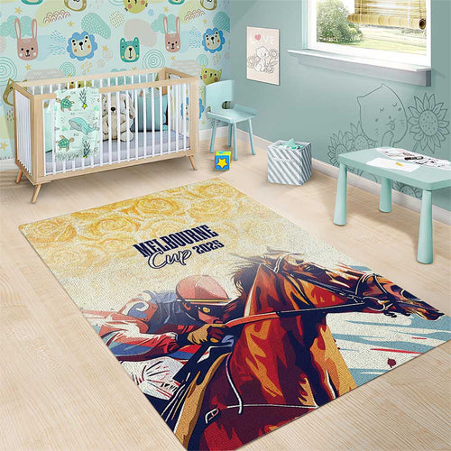Melbourne Horse Racing Area Rug Yellow Rose Champion LT7