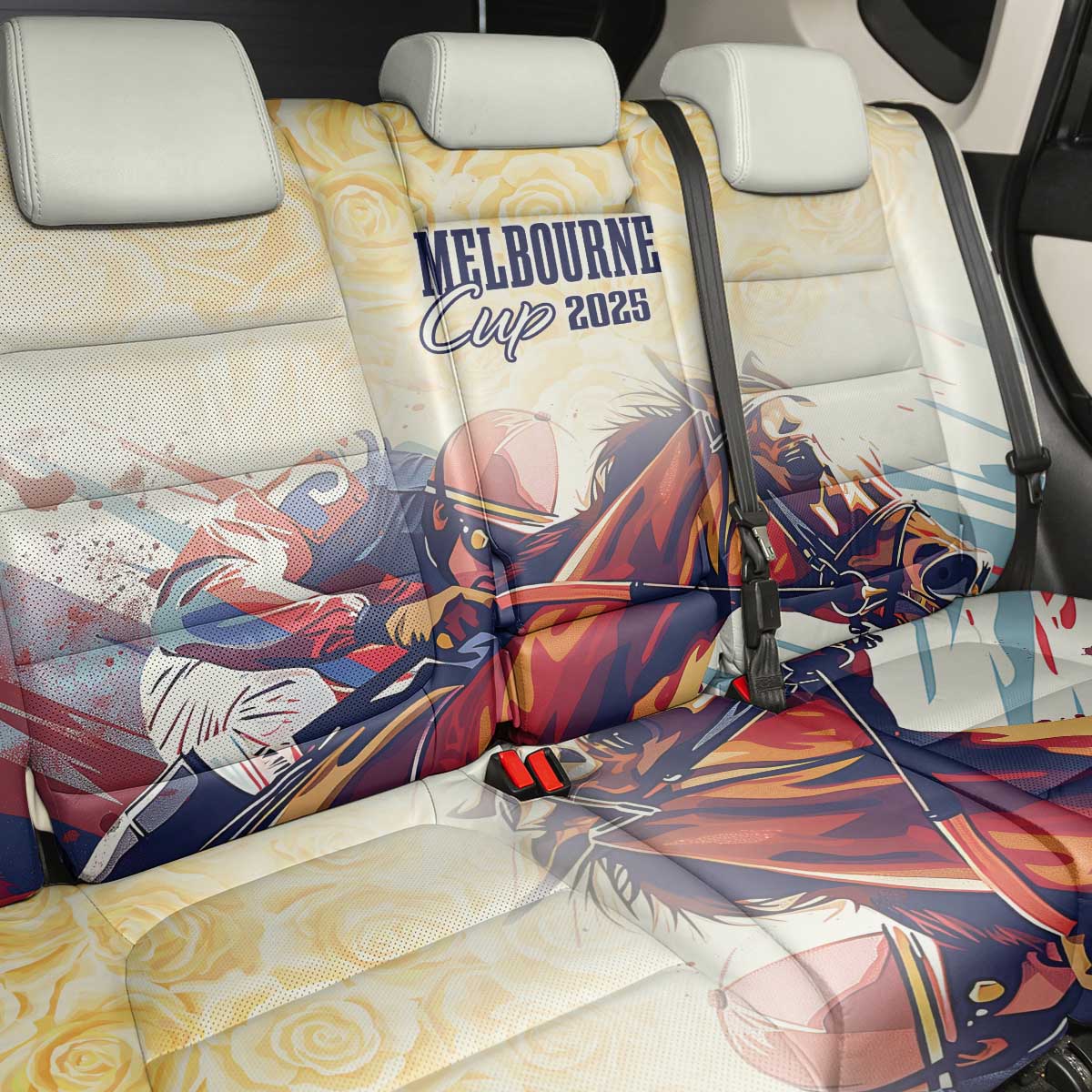 Melbourne Horse Racing Back Car Seat Cover Yellow Rose Champion LT7