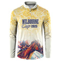 Melbourne Horse Racing Button Sweatshirt Yellow Rose Champion LT7