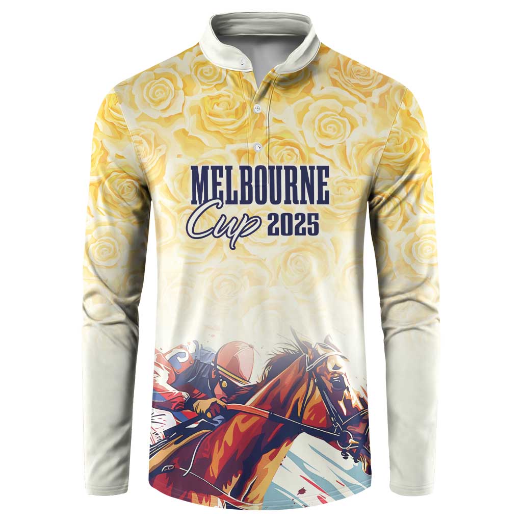 Melbourne Horse Racing Button Sweatshirt Yellow Rose Champion LT7