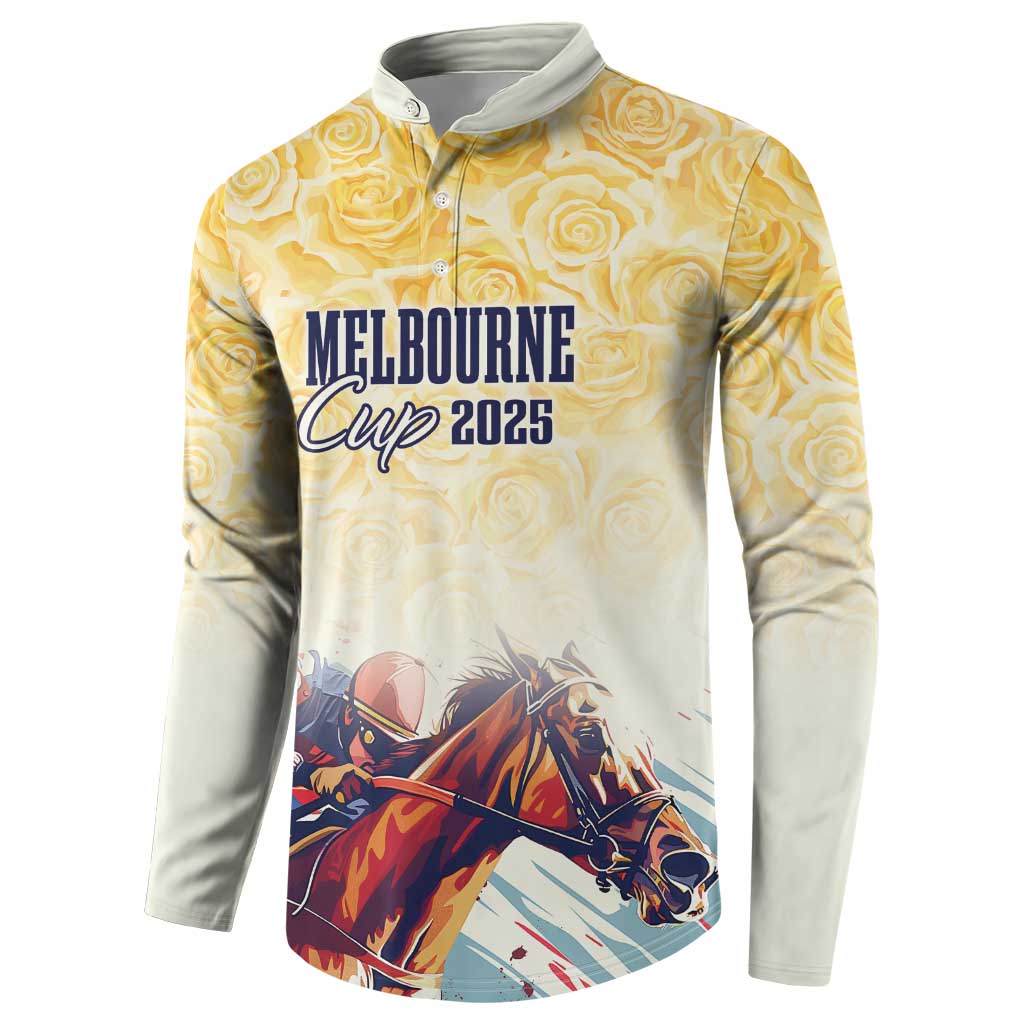 Melbourne Horse Racing Button Sweatshirt Yellow Rose Champion LT7