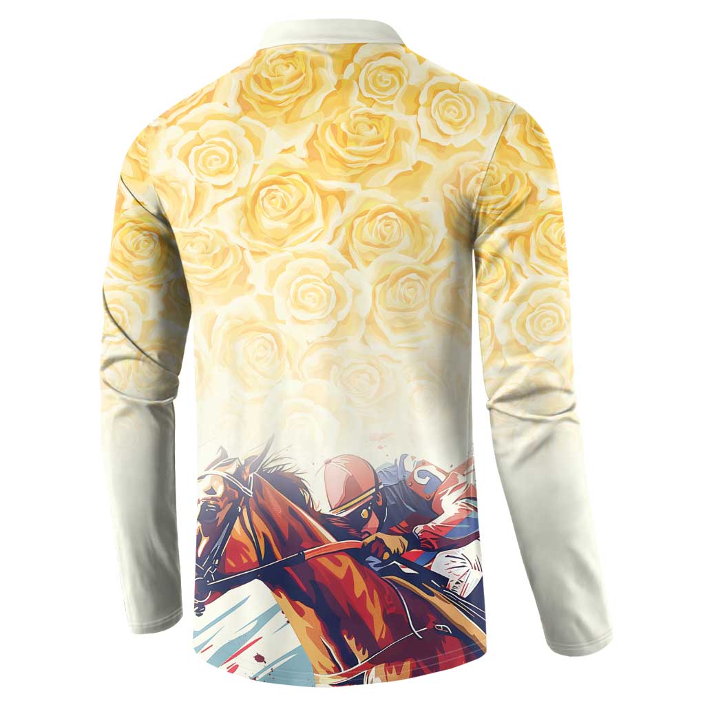 Melbourne Horse Racing Button Sweatshirt Yellow Rose Champion LT7