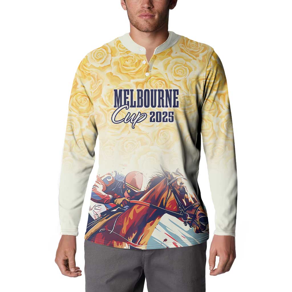 Melbourne Horse Racing Button Sweatshirt Yellow Rose Champion LT7