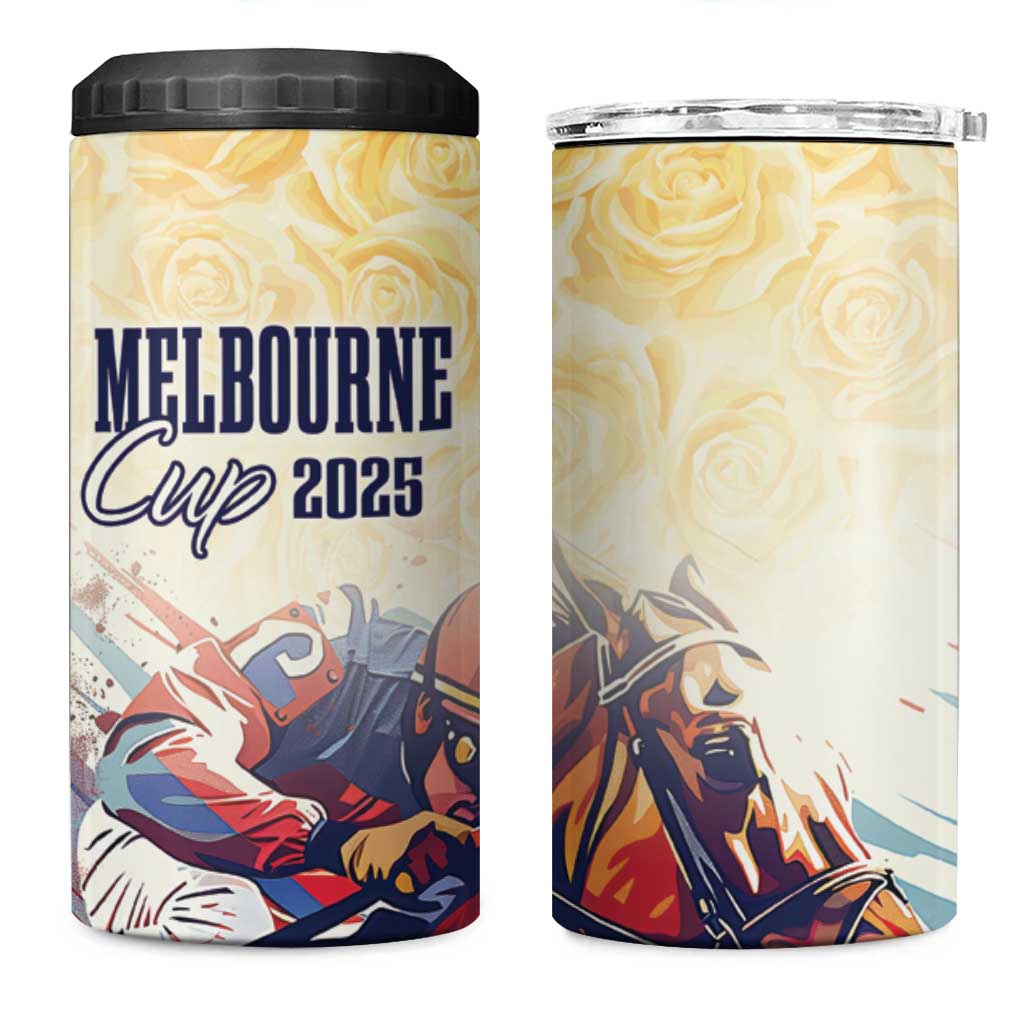 Melbourne Horse Racing 4 in 1 Can Cooler Tumbler Yellow Rose Champion LT7