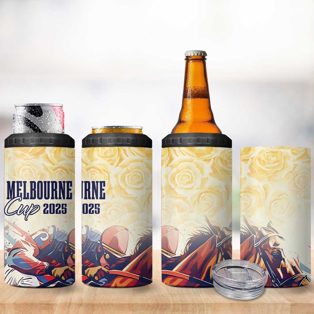 Melbourne Horse Racing 4 in 1 Can Cooler Tumbler Yellow Rose Champion LT7