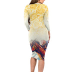 Melbourne Horse Racing Family Matching Long Sleeve Bodycon Dress and Hawaiian Shirt Yellow Rose Champion LT7