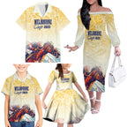 Melbourne Horse Racing Family Matching Off The Shoulder Long Sleeve Dress and Hawaiian Shirt Yellow Rose Champion LT7